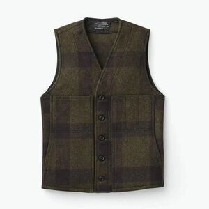 Like-New 3XLarge Filson Mackinaw Wool Vest forest green plaid